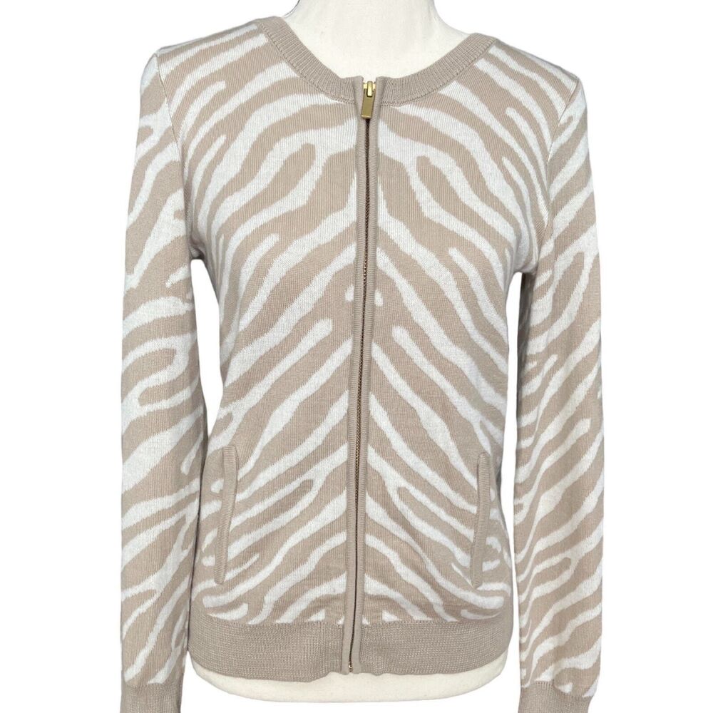 Marino Wool Blend, Banana Republic, Cardigan, Tan and White Sz 2, Fall